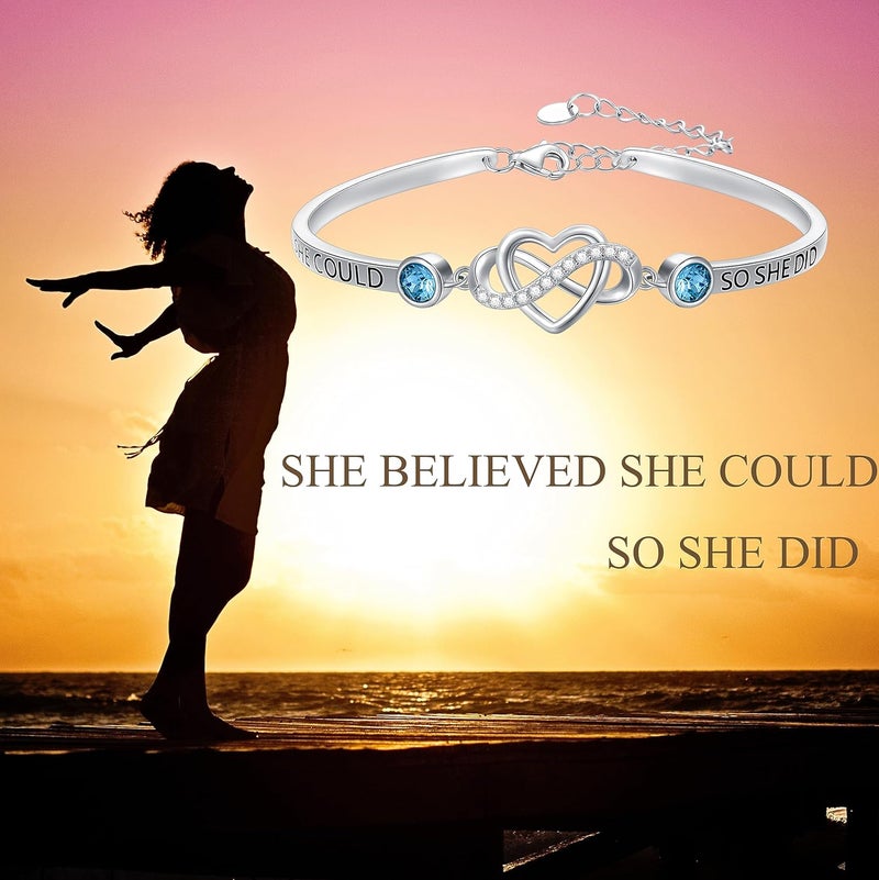 AOBOCO 925 Sterling Silver Adjustable Infinity Heart Bangle Bracelet for Sister Best Friend Daughter Mom Grandma Granddaughter Daughter in Law Godmother Goddaughter Stepmom Stepdaughter - Image 5